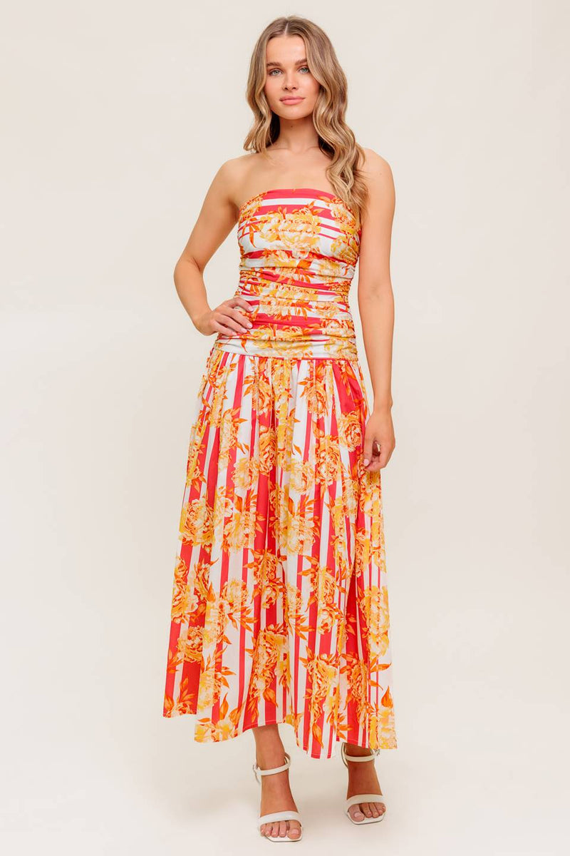PEONY STORM DANCE gewebt MIDI Kleid