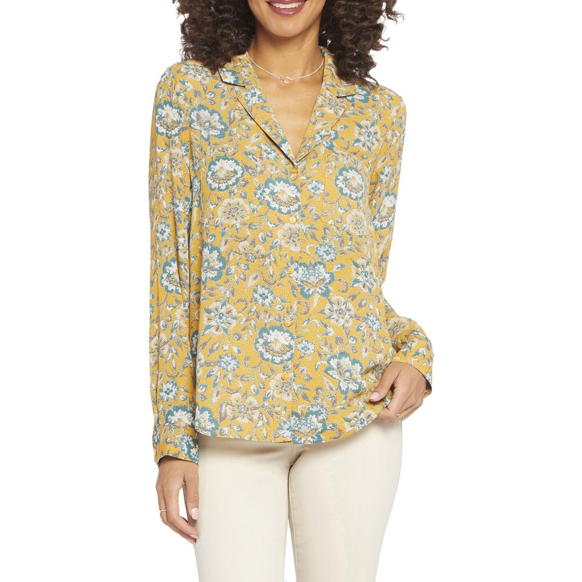 Gabrielle Blumendruck mit Knopfleiste Top