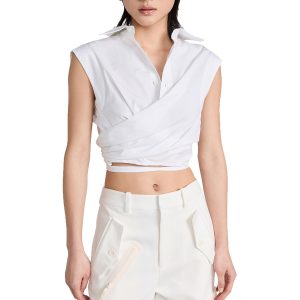 Baumwolle Mischung croped Wrap Top