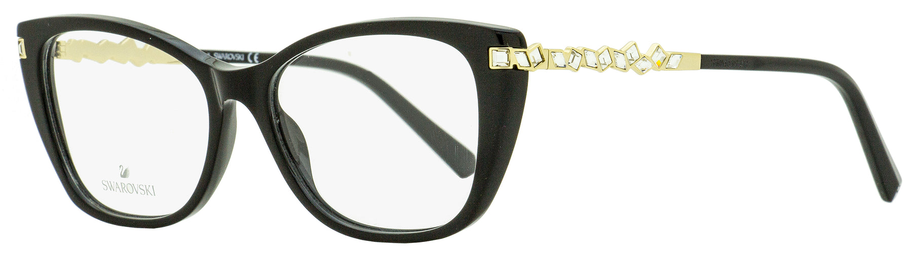 Swarovski Rechteckige Brillen für Damen SK5343 001 Schwarz/Gold 53mm