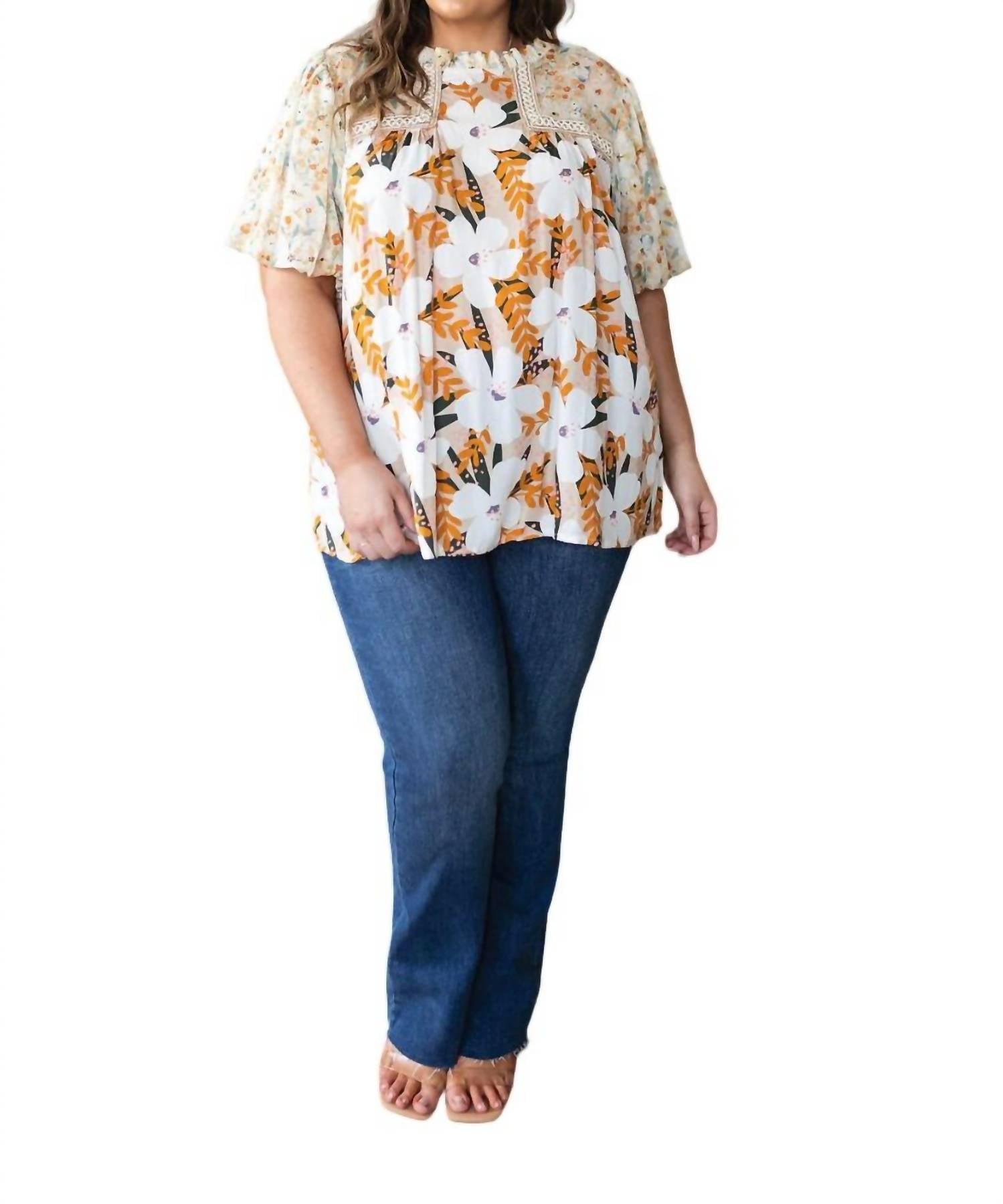 Daydreamer-Top mit gemischtem Blumenmuster in Multi