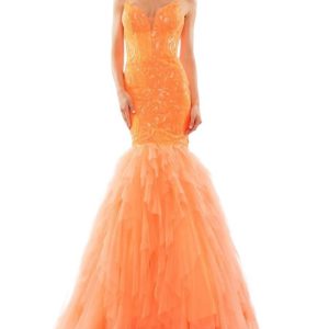 Sequin Bustier Prom Gown in Orangen
