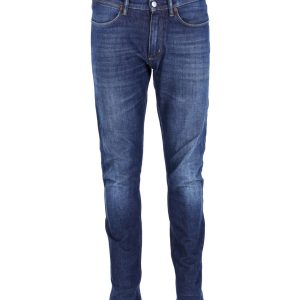 Acne Studios Max schmale Passform Jeans aus dunkelblauem Baumwoll-Denim