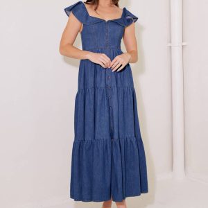 ONCE UPON A TIME Denim blau Midikleid