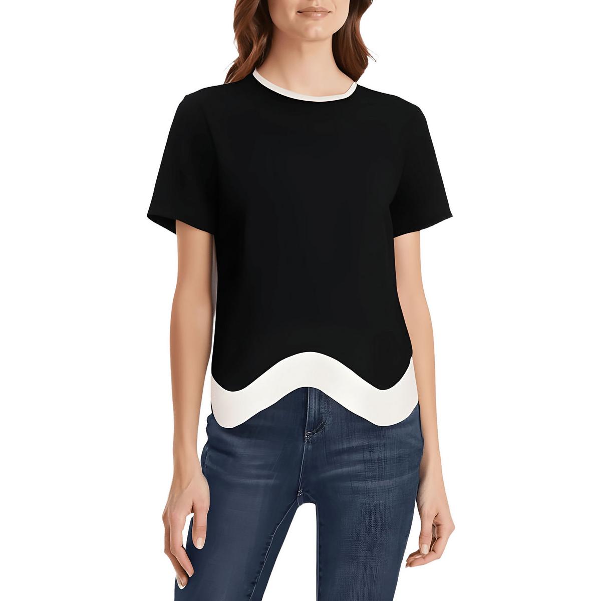 Kontrast Besatz Bluse