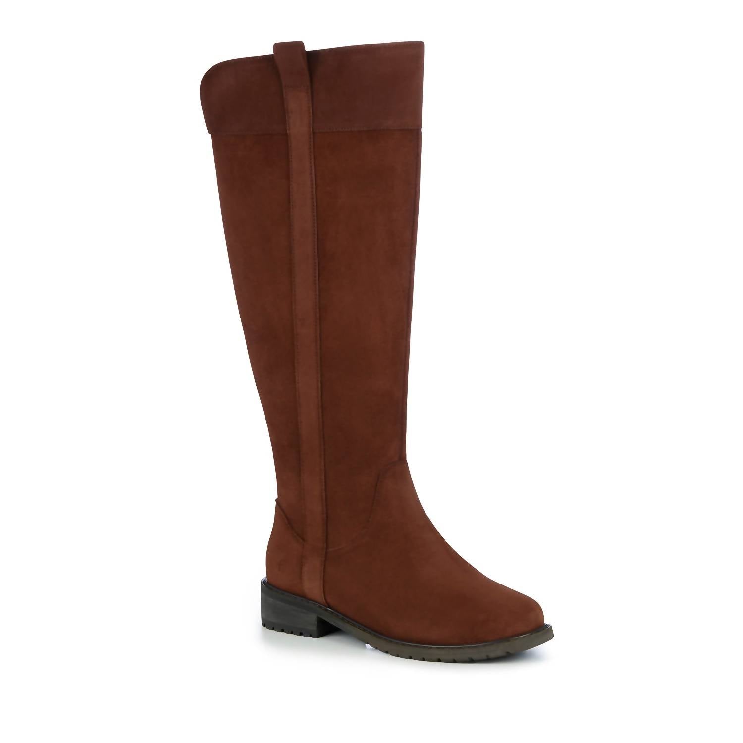 Damen Hervey Knie hohe wasserdichte Wildleder Stiefel in Tawny
