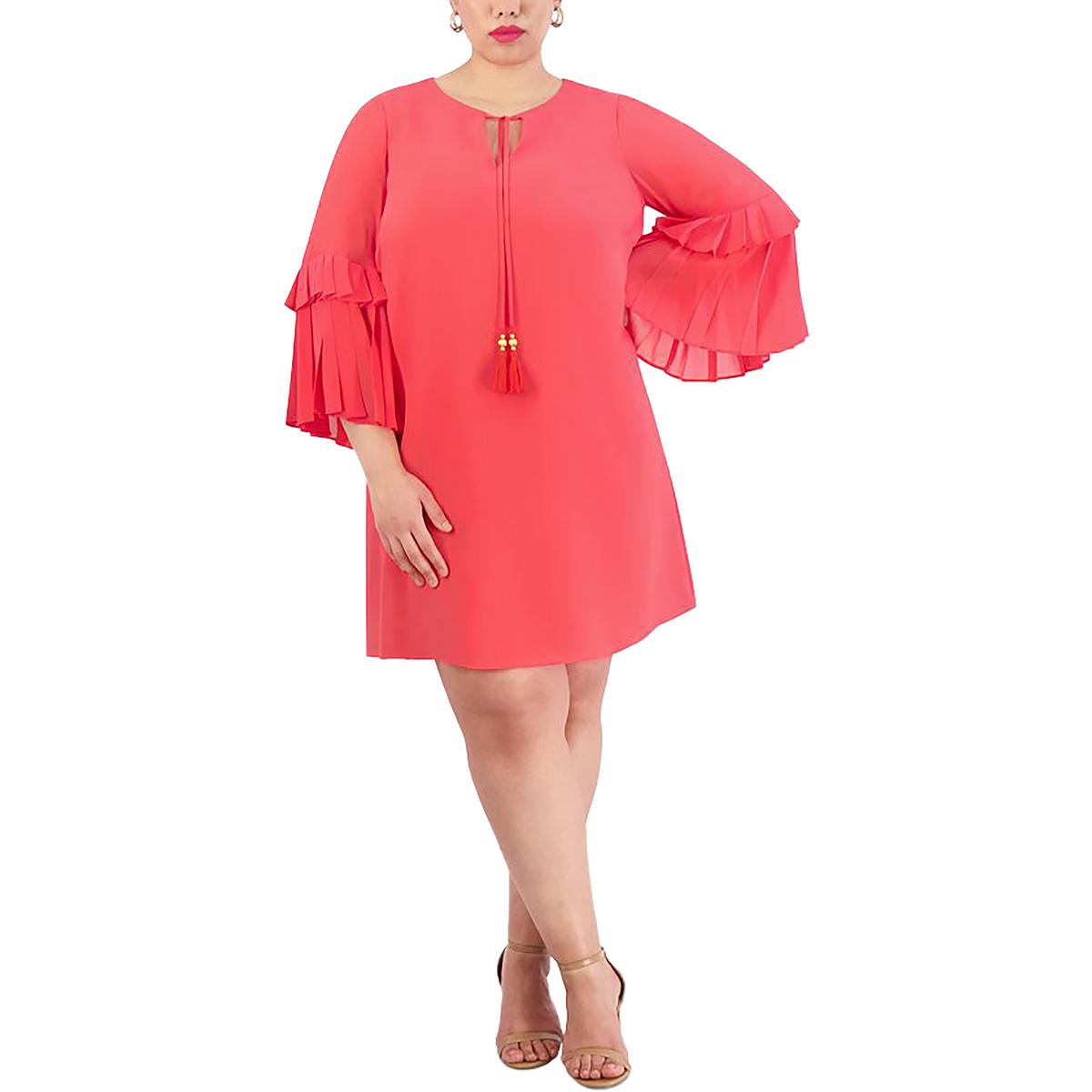 Plus Krawatte Hals Mini Shift Kleid