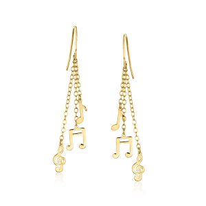 Ross-Simons Italienische 14kt Gelbgold Musik Note Drop Ohrringe
