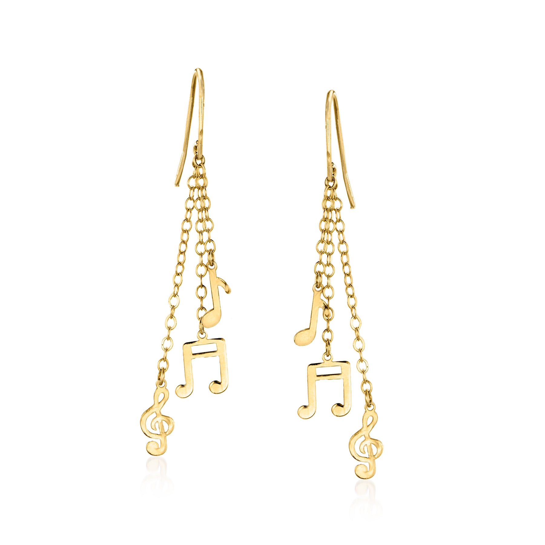 Ross-Simons Italienische 14kt Gelbgold Musik Note Drop Ohrringe