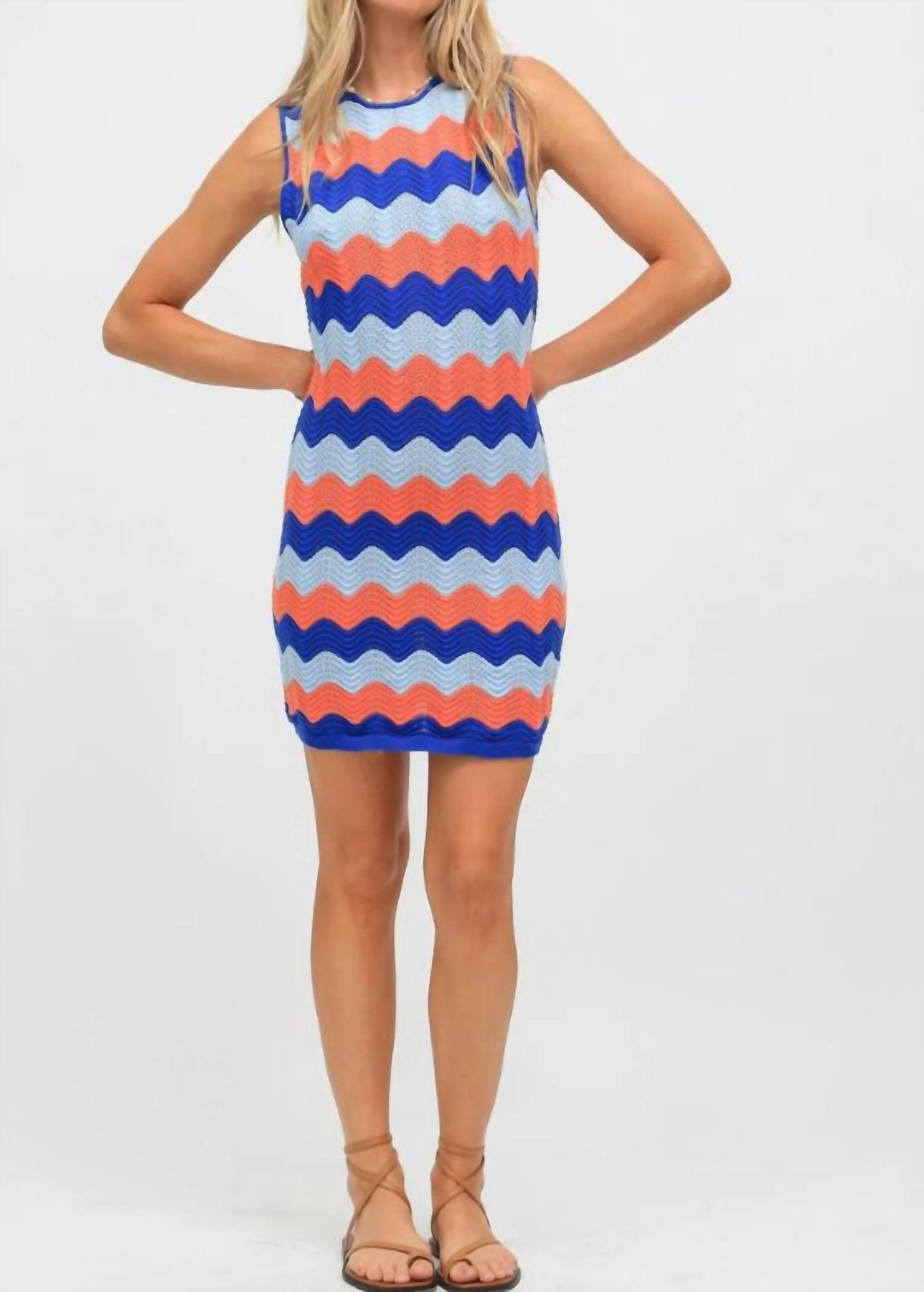 Julia Kleid in Tangerine/Kobalt