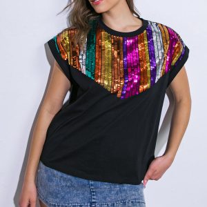 WIE FÜHLE ICH Schwarz Strick TOP