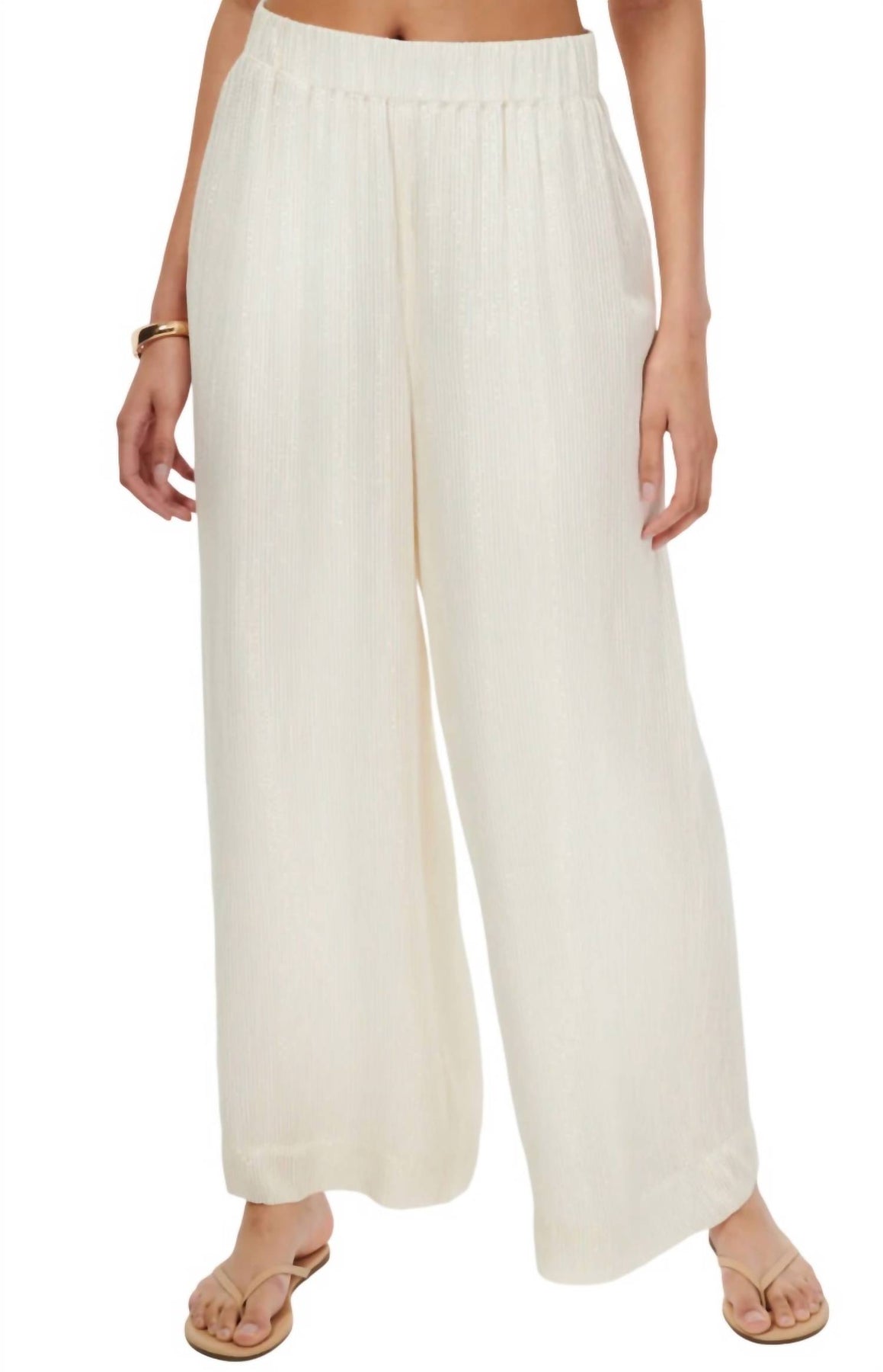 Medina Metallic Chiffon-Hose in Weiß