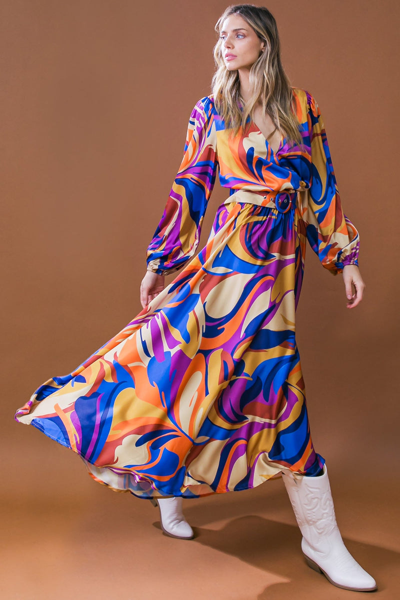BOLD ADVENTURES gewebt SATIN MIDI Kleid