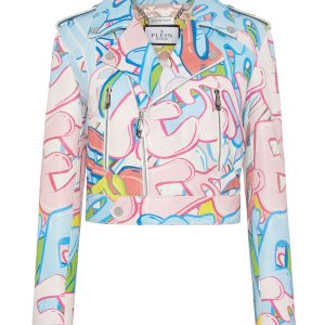 Beschnittene Boxy Biker Jacke Bombing Graffiti