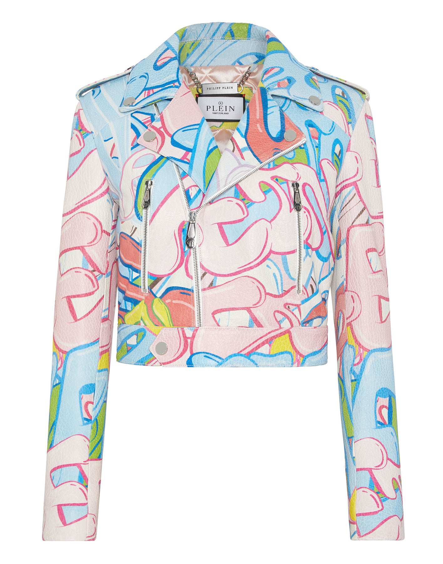 Beschnittene Boxy Biker Jacke Bombing Graffiti