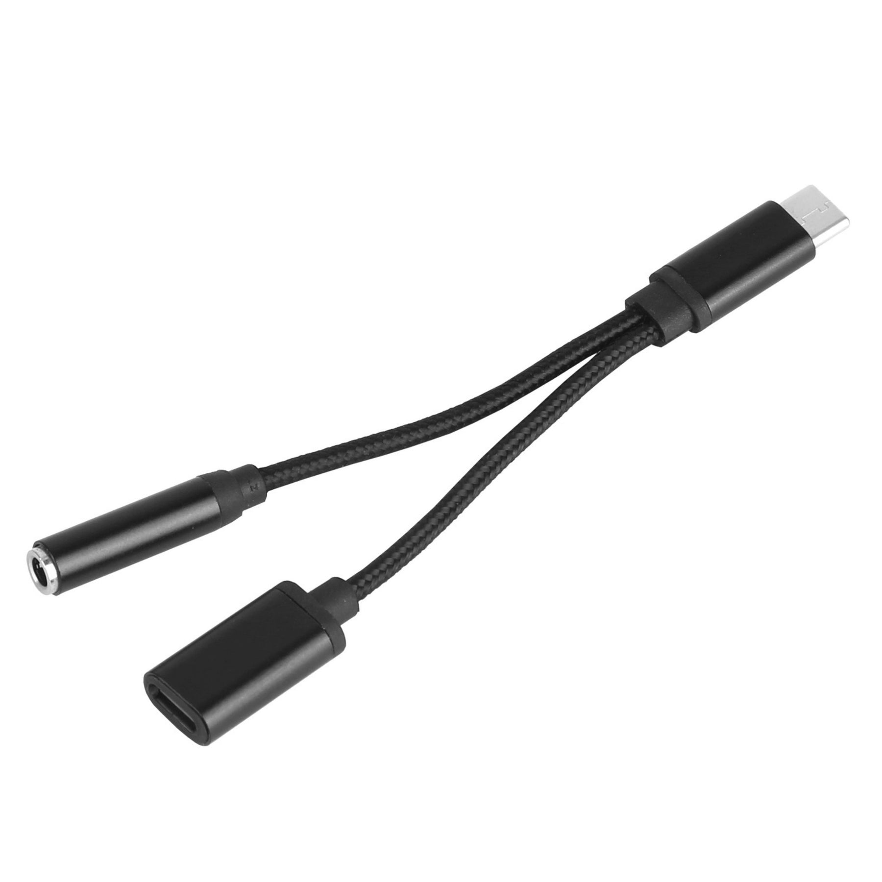 USB-C auf 3,5 mm Aux Audio Adapter, geflochtene TPE / Metallschale, Kopfhörer Jack Splitter Kabel, Ladegerät