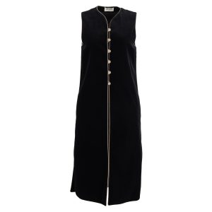 Saint Laurent Herbst 1976 Russische Kollektion Tunika-Kaftan-Westenkleid aus schwarzem Samt