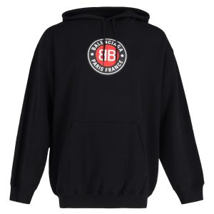 Balenciaga Paris Frankreich Muster-Kapuzenpullover aus schwarzer Baumwolle