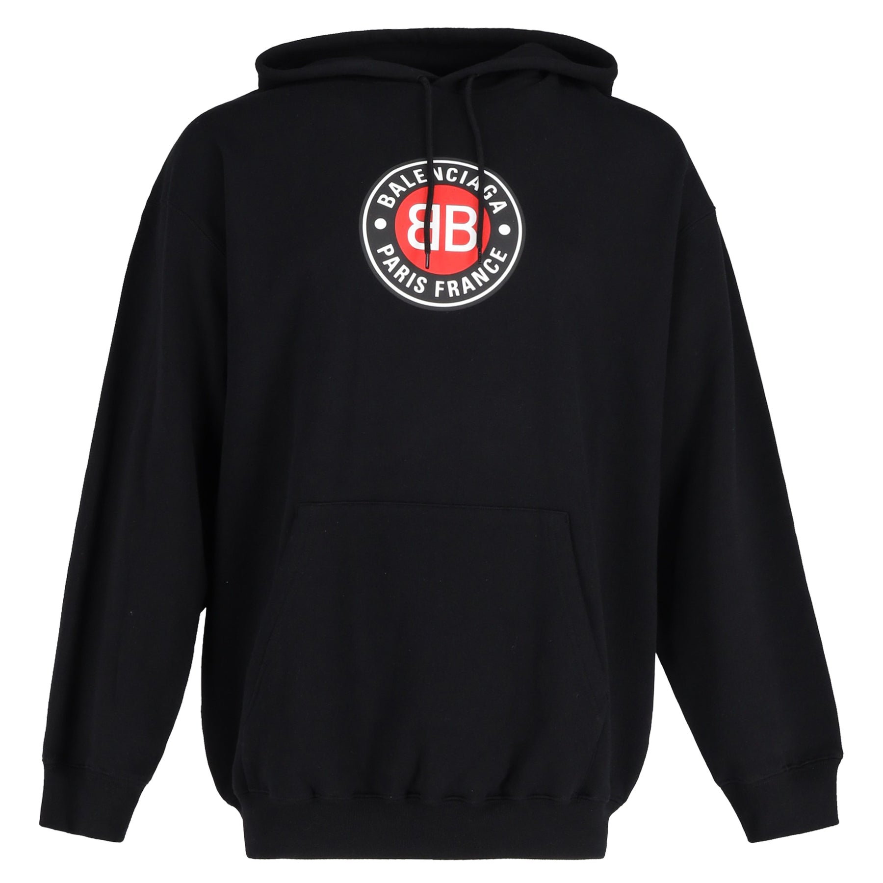 Balenciaga Paris Frankreich Muster-Kapuzenpullover aus schwarzer Baumwolle