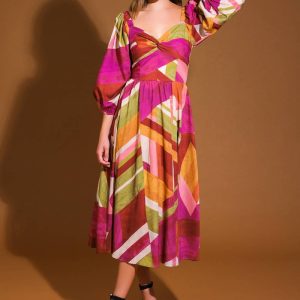 Blumenkaskade gewebt Minikleid