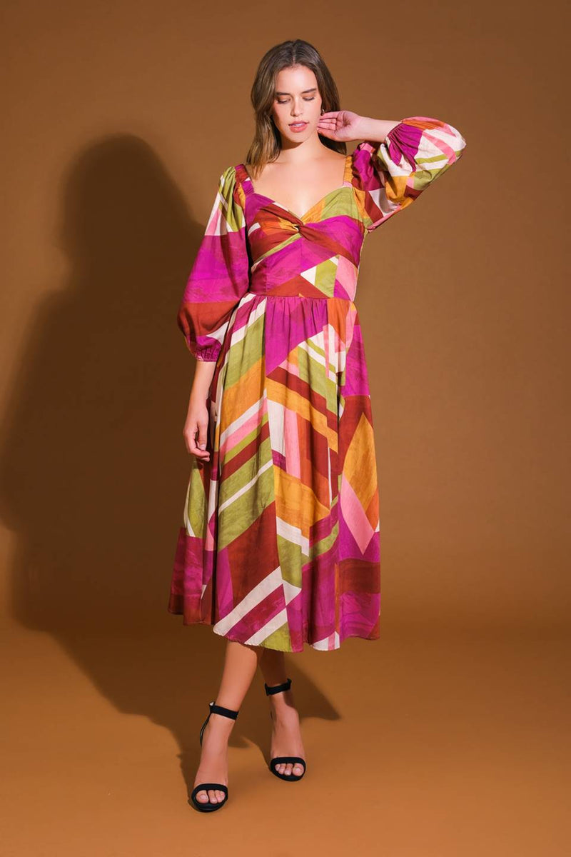 Mit Blumenmuster CASCADE gewebt MINI Kleid