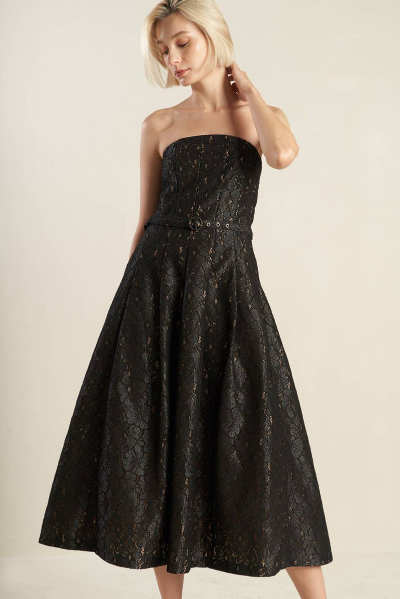 DIE WAHRHEIT IST gewebt Spitze MIDI Kleid