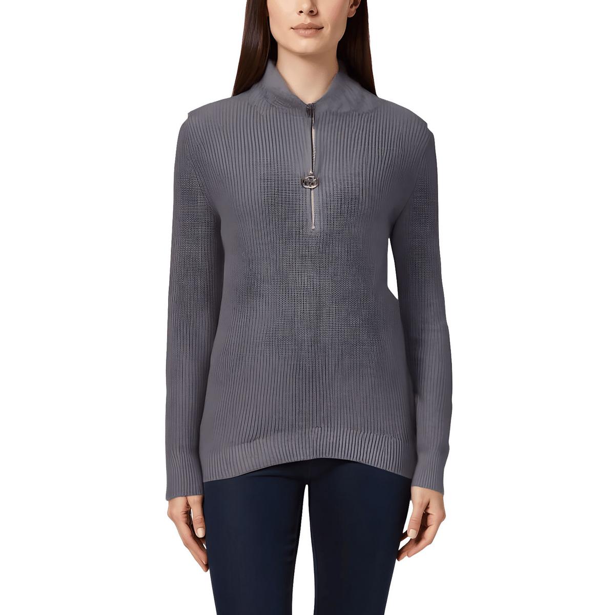 Gerippter Pullover mit Kragen