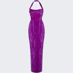 Draped Velvet Maxikleid