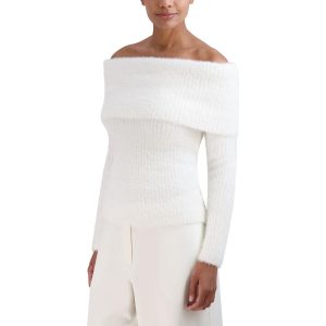 Off-the-Shoulder Pullover mit Rippen