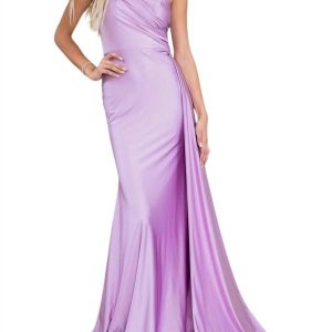 eine Schulter lycra Kleid in lila