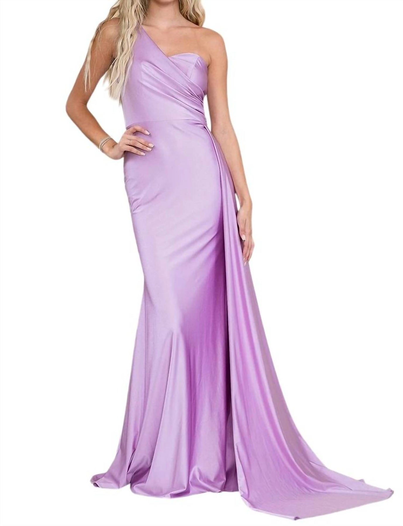 Ein Schulter Lycra Kleid in Lila