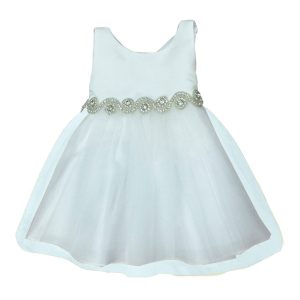 Baby Mädchen Elfenbein Satin Tüll Strass Blumenmädchen Kleid 6-24M