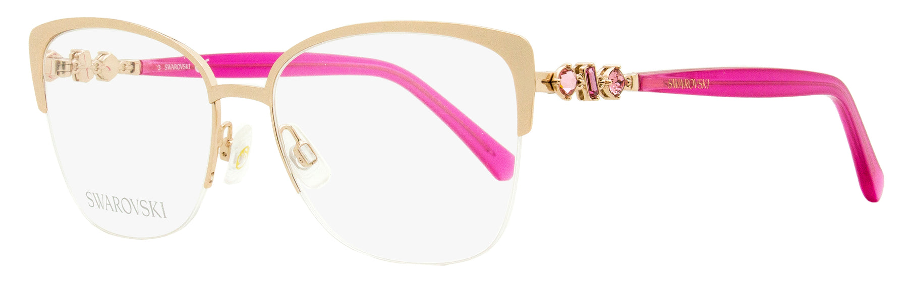 Swarovski Halbrandlose Brillen für Damen SK5444 028 Gold/Rose 54mm
