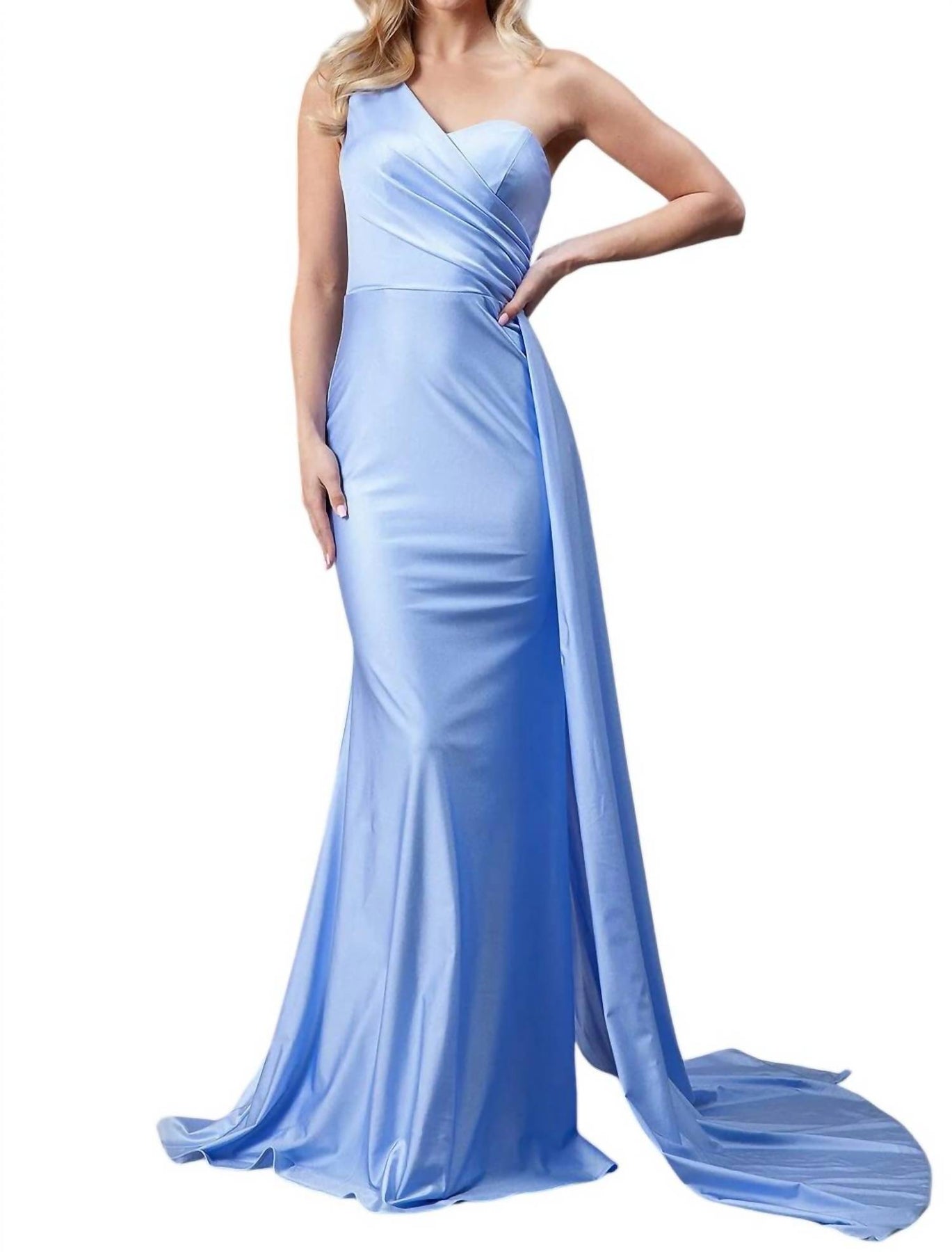 Einschultriges Lycrakleid in Powderblue