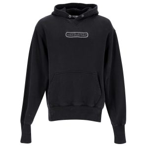 Eytys Lewis Logo-Patch Kapuzenpullover aus schwarzer Bio-Baumwolle 7748913856572