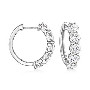 Ross-Simons Lab-Grown Diamant 5-Stein Creolen in 14kt Weißgold