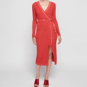 Madera Wrap Kleid im Herzschlag 7748936826940