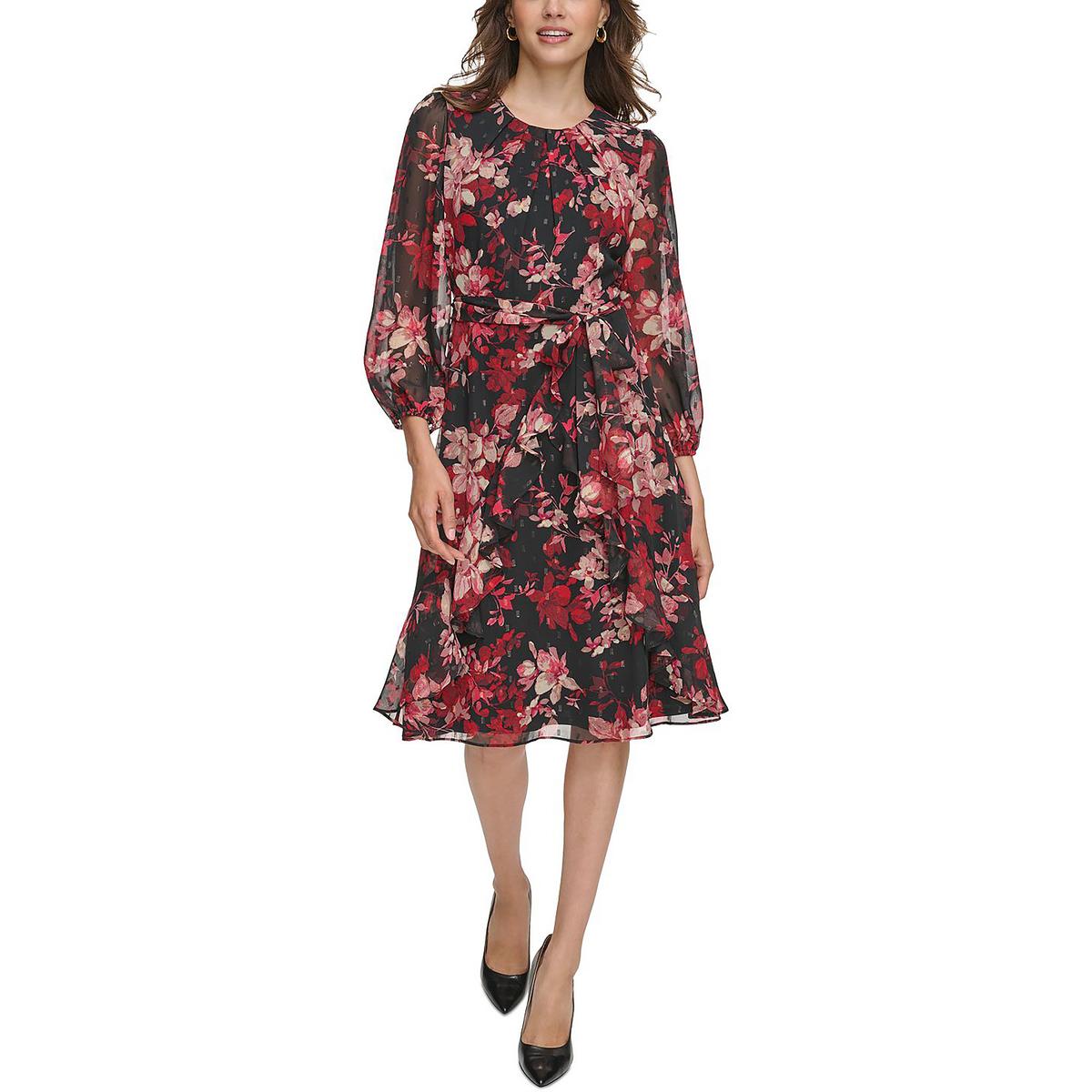 Petites Blumenmuster Sommer Midi Kleid