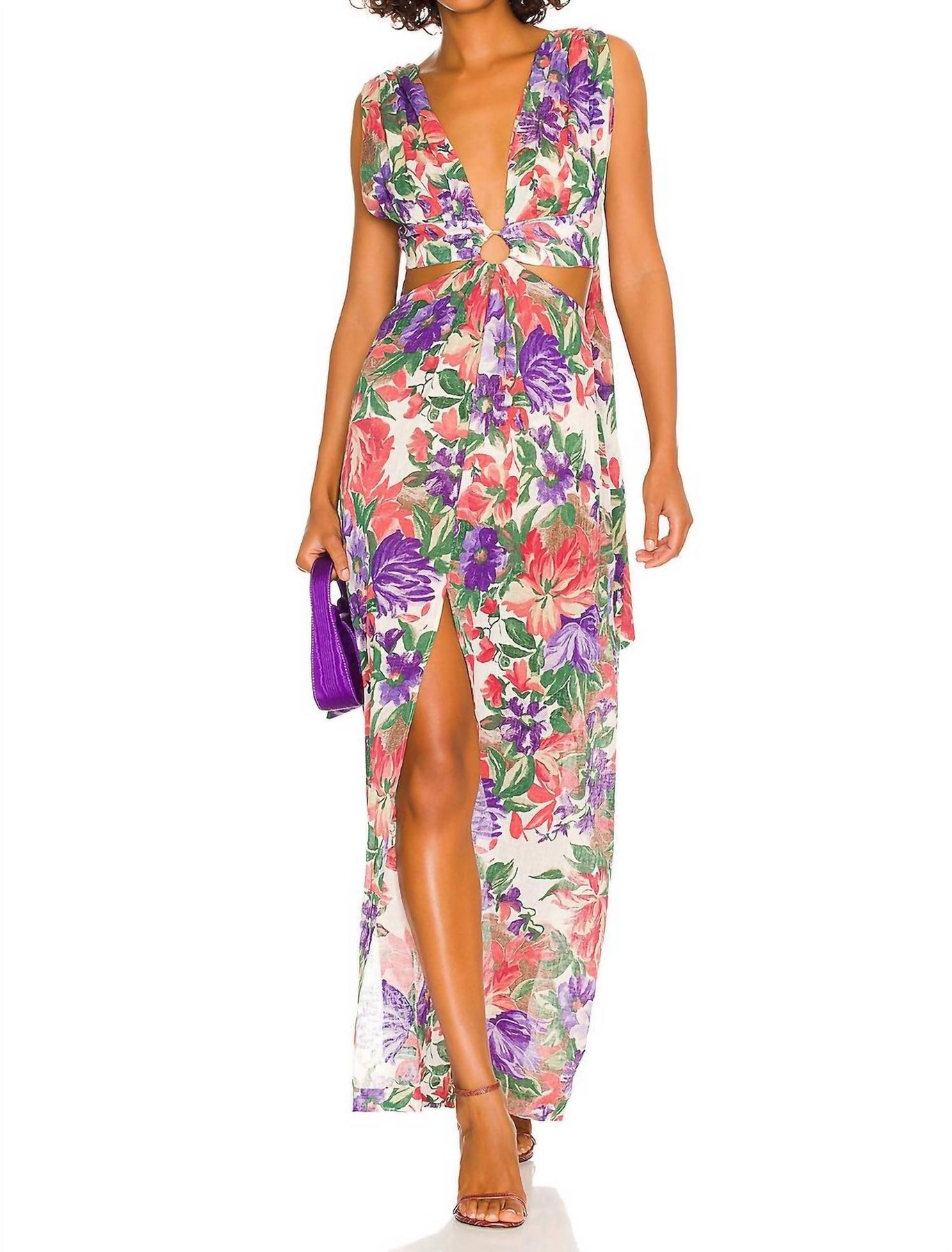 Sara Kleid in lila mit Blumenmuster