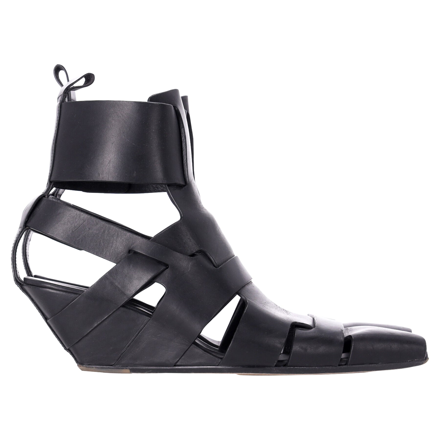 Rick Owens Lazarus Gladiator Sandalen aus schwarzem Leder 7748933615676