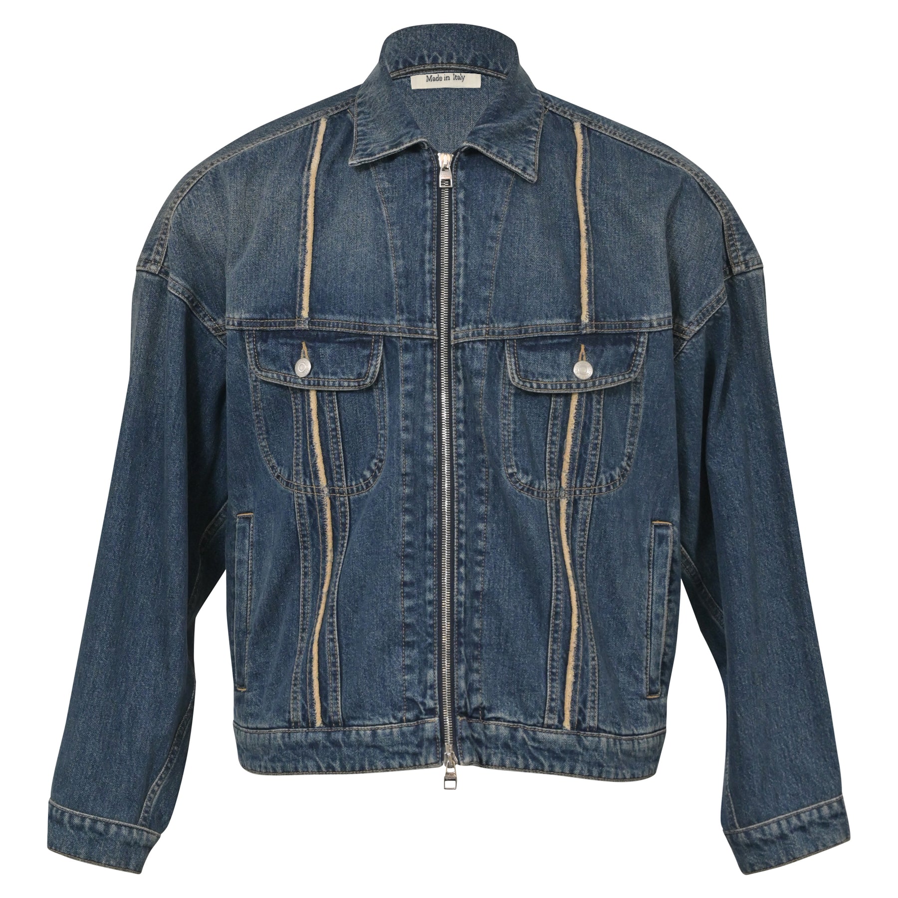 Alexander McQueen Jeansjacke mit Reißverschluss in Blau Denim