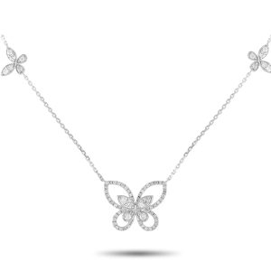 LB Exclusive 14K Weißgold 0,86ct Diamant Schmetterling Halskette Ank- 16360