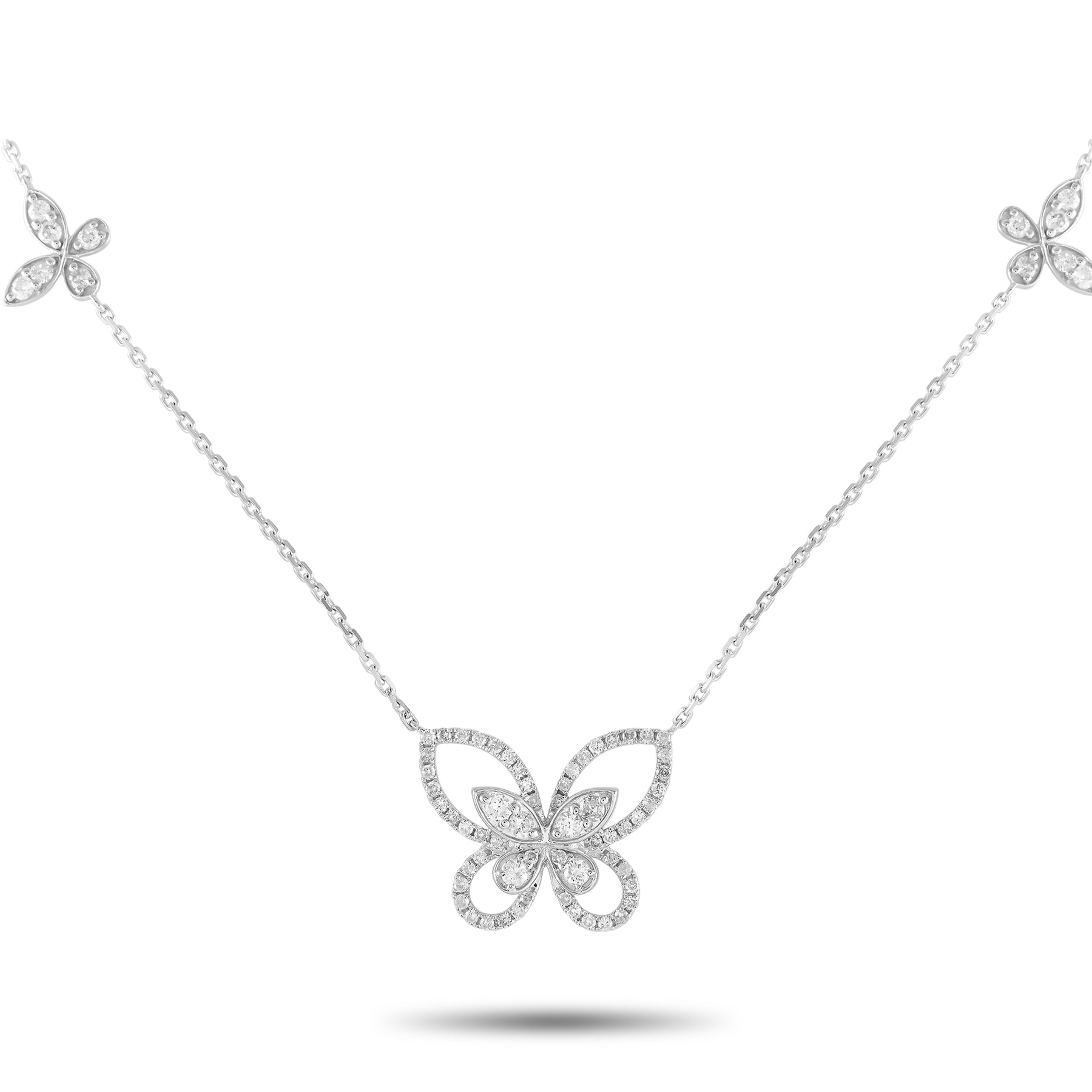 LB Exclusive 14K Weißgold 0.86ct Diamant Schmetterling Halskette ANK- 16360