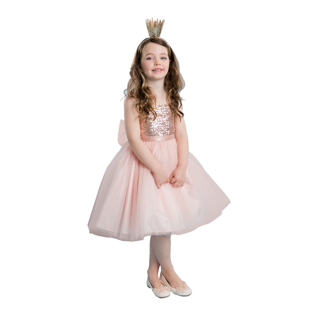 Große Mädchen Altrosa Pailletten Top Tüll Junior Brautjungfernkleid 8-12