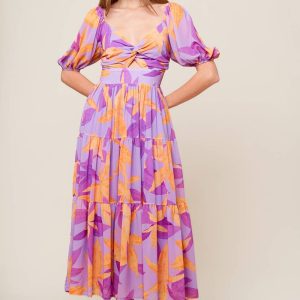 BLOOMING BRUNCH Gewebtes Midikleid