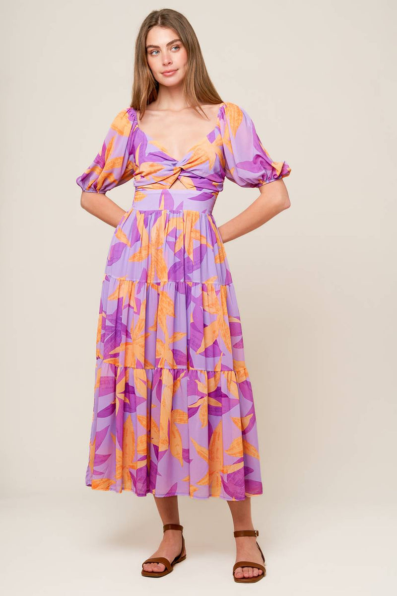 BLOOMING BRUNCH gewebt MIDI Kleid