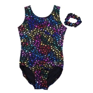 Ärmelloses Trikot für Erwachsene, schwarz, mehrfarbig, Regenbogen-Punkte, Damen, S-XL