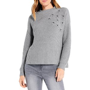 Perlen Mock Hals Pullover Pullover