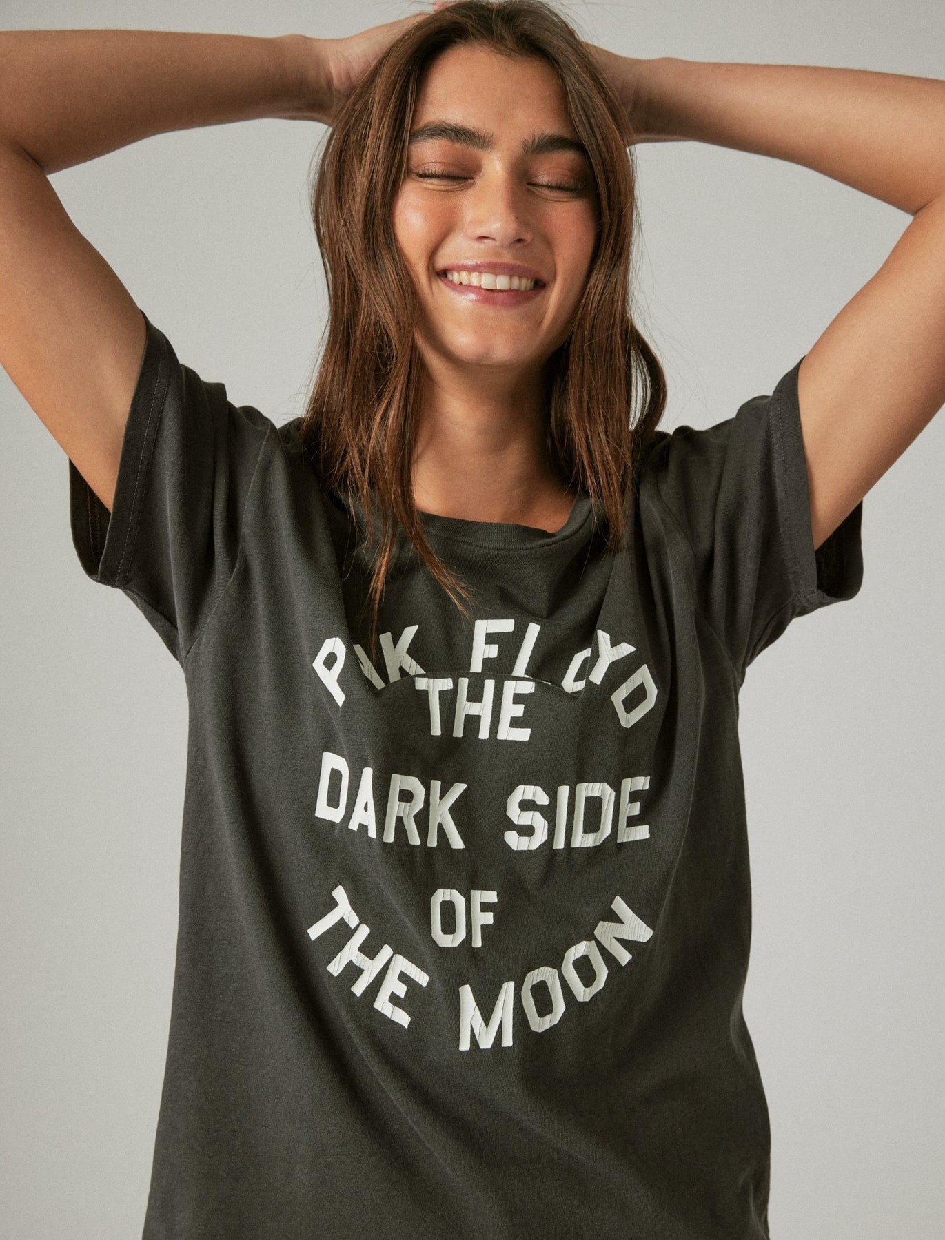 Lucky Brand Damen Rosa Floyd Wort Kreis Boyfriend Tee