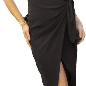 Shawna Seite Tie Kleid in Schwarz
